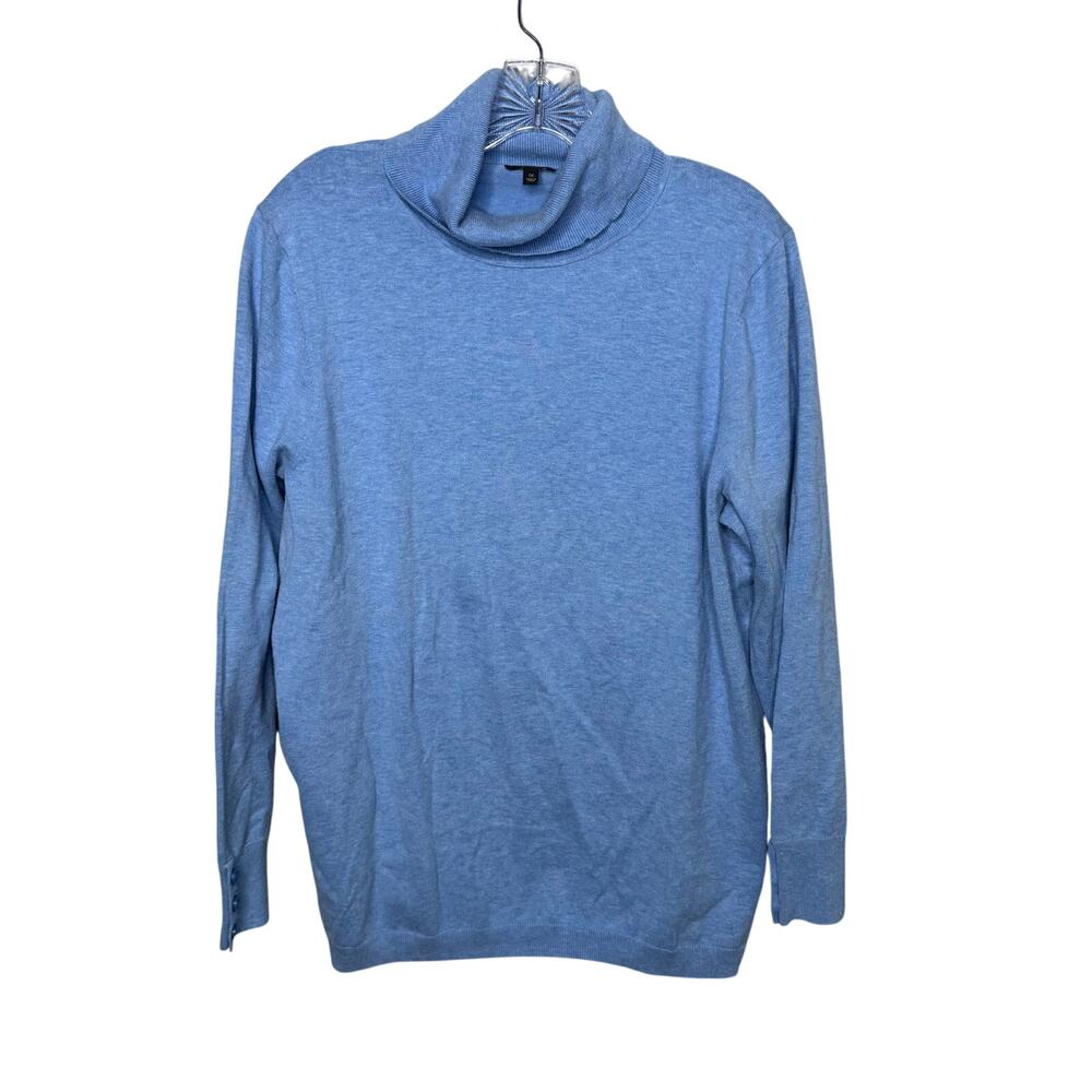 Talbots Woman 1X Light Blue Cowl Neck Pullover Sweater Cotton‎ Modal Blend